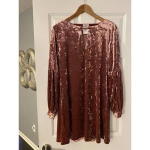 Muche et Muchette Women Pink Casual Dress M/L Crushed Velvet Texture Boho Vibes